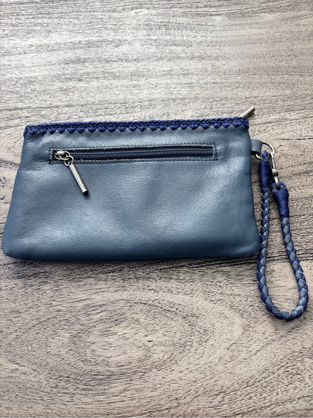 The Sak Navy Blue Leather Wristlet Clutch